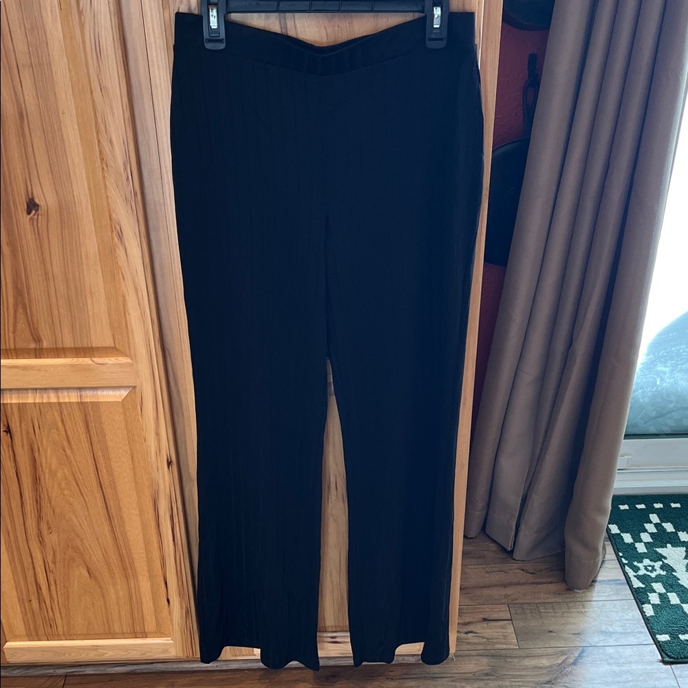 Elegant H&M Black Ribbed Women's Pull On Pants